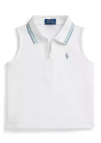 Girls 7-16 Stretch Mesh Half-Zip Boxy Polo Shirt