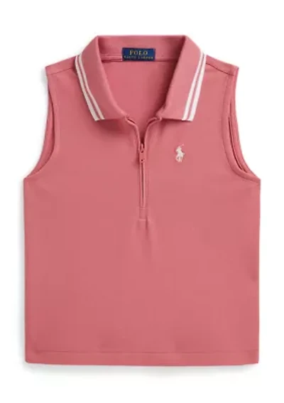 Girls 7-16 Stretch Mesh Half-Zip Boxy Polo Shirt