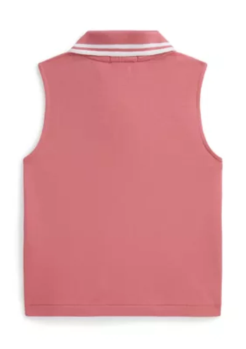 Girls 7-16 Stretch Mesh Half-Zip Boxy Polo Shirt