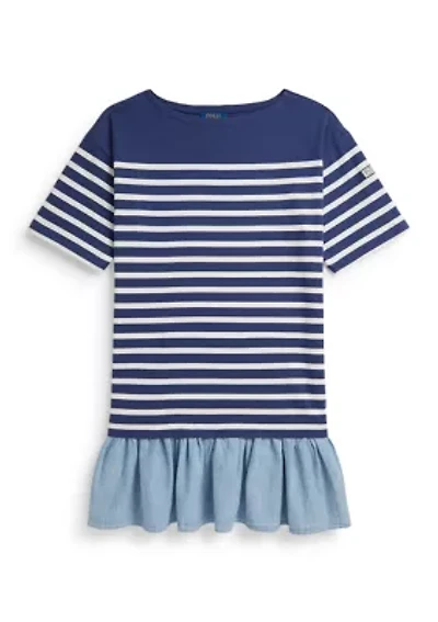 Girls 7-16 Striped Chambray-Skirt Cotton Dress