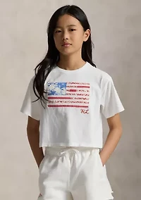 Girls 7-16 Floral Flag Cotton Jersey Boxy Tee