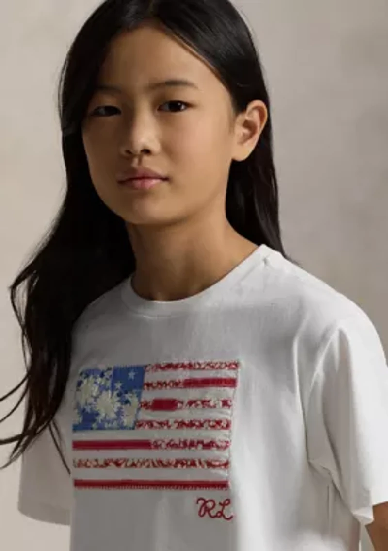 Girls 7-16 Floral Flag Cotton Jersey Boxy Tee