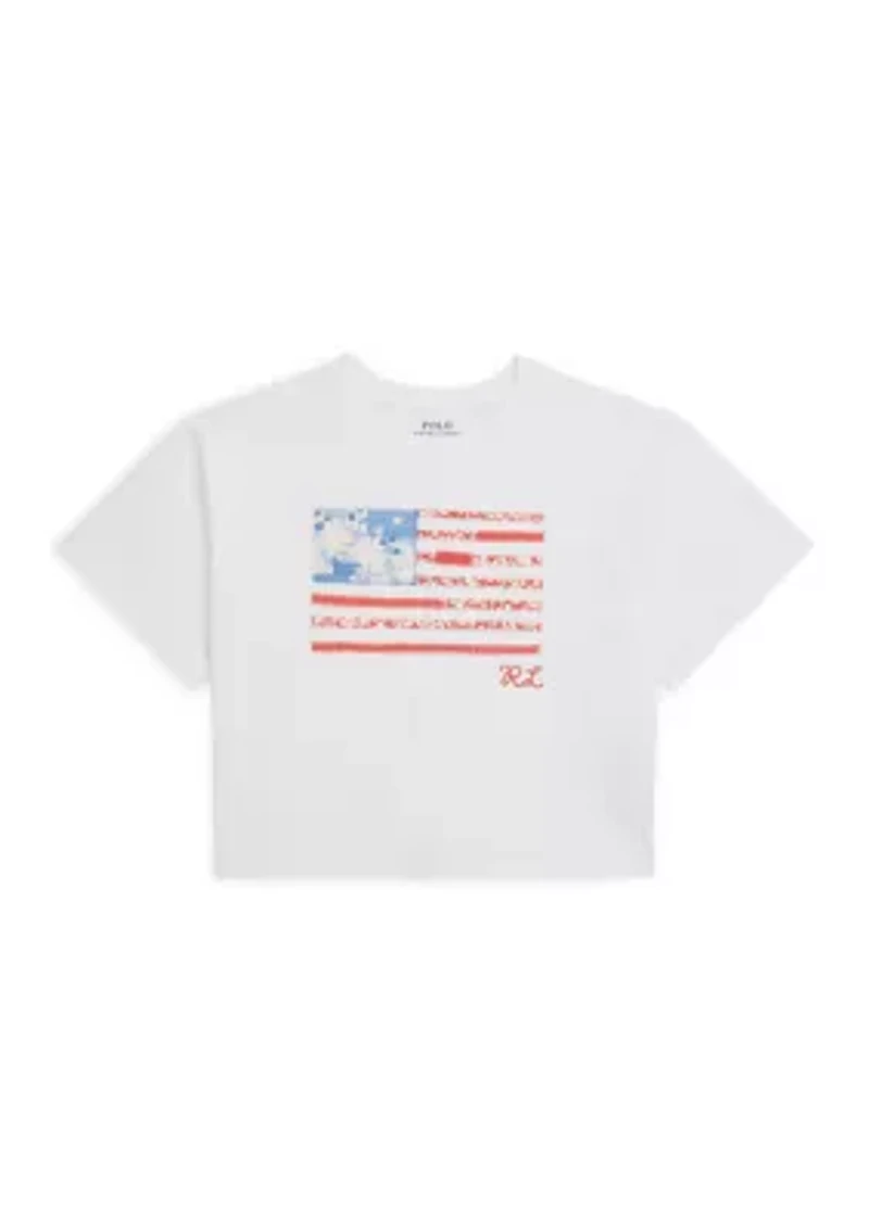 Girls 7-16 Floral Flag Cotton Jersey Boxy Tee