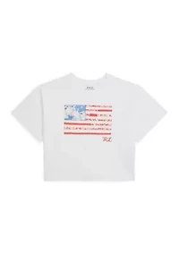 Girls 7-16 Floral Flag Cotton Jersey Boxy Tee
