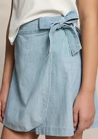 Girls 7-16 Indigo Chambray Wrap Skort