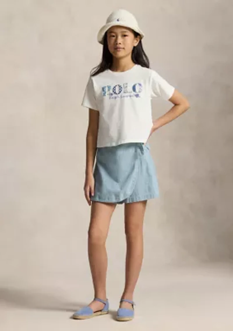 Girls 7-16 Indigo Chambray Wrap Skort