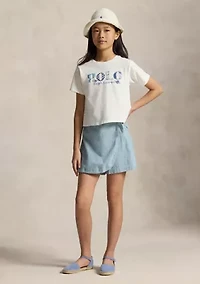 Girls 7-16 Indigo Chambray Wrap Skort