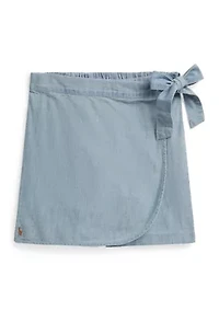Girls 7-16 Indigo Chambray Wrap Skort