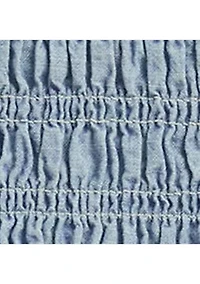 Girls 7-16 Blueberry-Overlay Indigo Chambray Dress