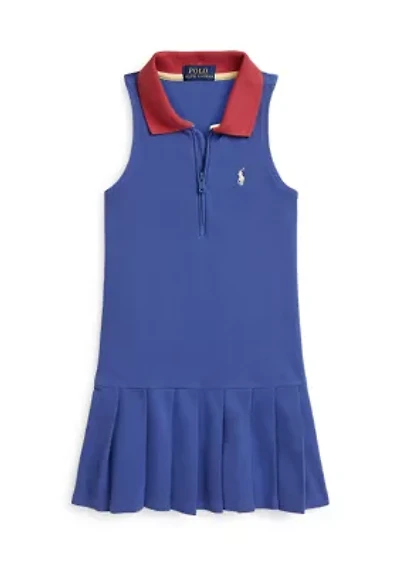 Girls 7-16 Pleated Mesh Quarter-Zip Polo Dress