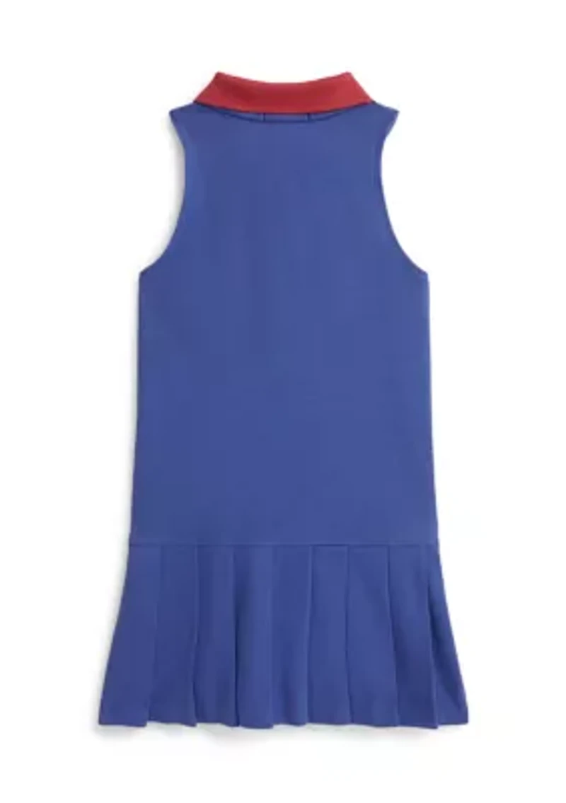 Girls 7-16 Pleated Mesh Quarter-Zip Polo Dress