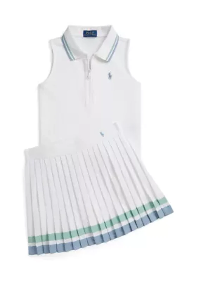 Girls 7-16 Striped Pleated Skort