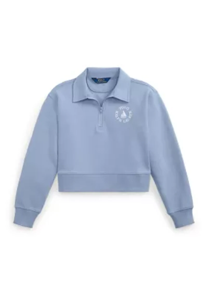 Girls 7-16 Double-Knit Collared Boxy Sweatshirt