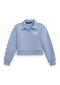 Girls 7-16 Double-Knit Collared Boxy Sweatshirt