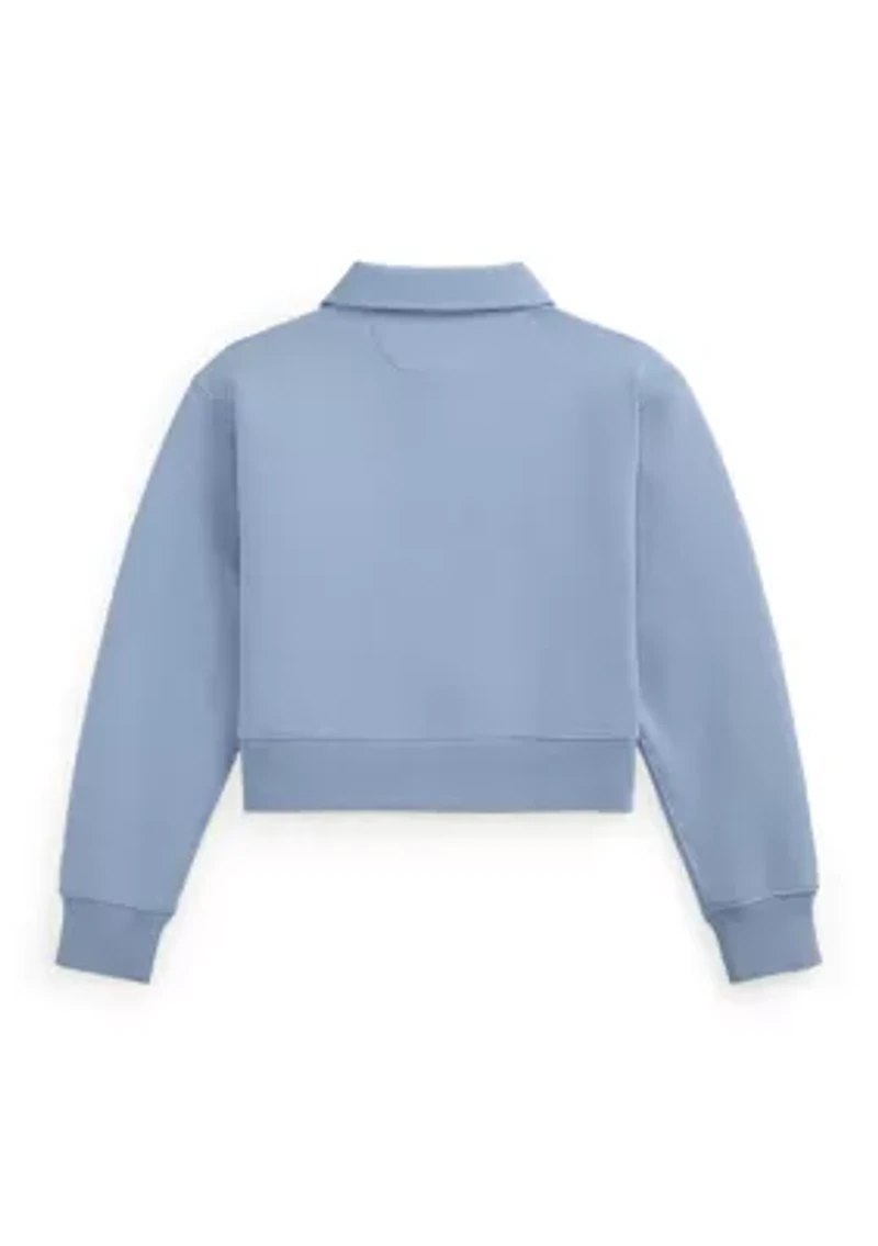 Girls 7-16 Double-Knit Collared Boxy Sweatshirt