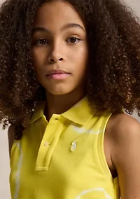 Girls 7-16 Tie-Dye Stretch Mesh Boxy Polo Shirt