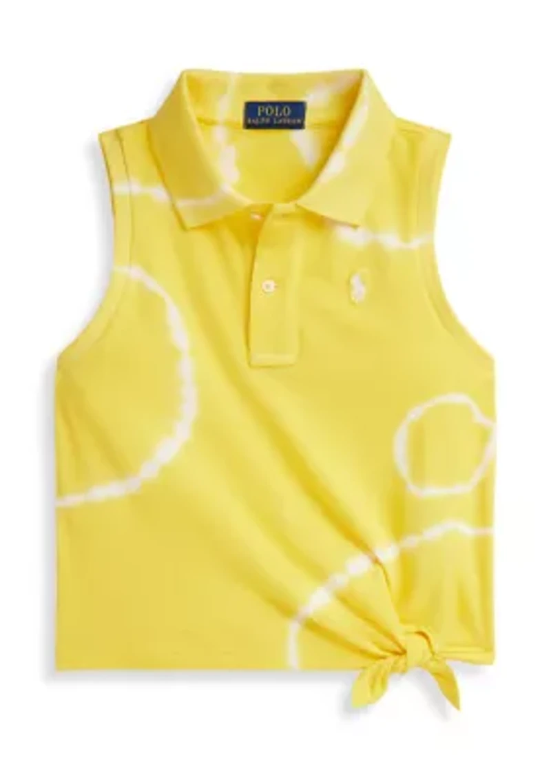 Girls 7-16 Tie-Dye Stretch Mesh Boxy Polo Shirt