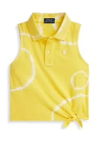 Girls 7-16 Tie-Dye Stretch Mesh Boxy Polo Shirt