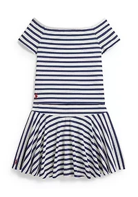 Girls 7-16 Striped Stretch Jersey Shirt & Skort