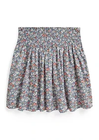 Girls 7-16 Floral Smocked Cotton Poplin Skirt