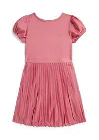Girls 7-16 Pleated Stretch Ponte Dress