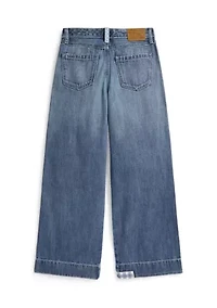 Girls 7-16 Distressed Wide-Leg Cotton Denim Jeans