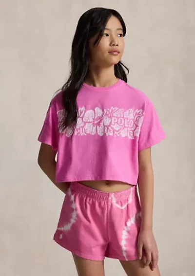 Girls 7-16 Floral-Print Logo Cotton Boxy Shirt