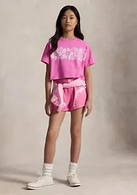 Girls 7-16 Floral-Print Logo Cotton Boxy Shirt