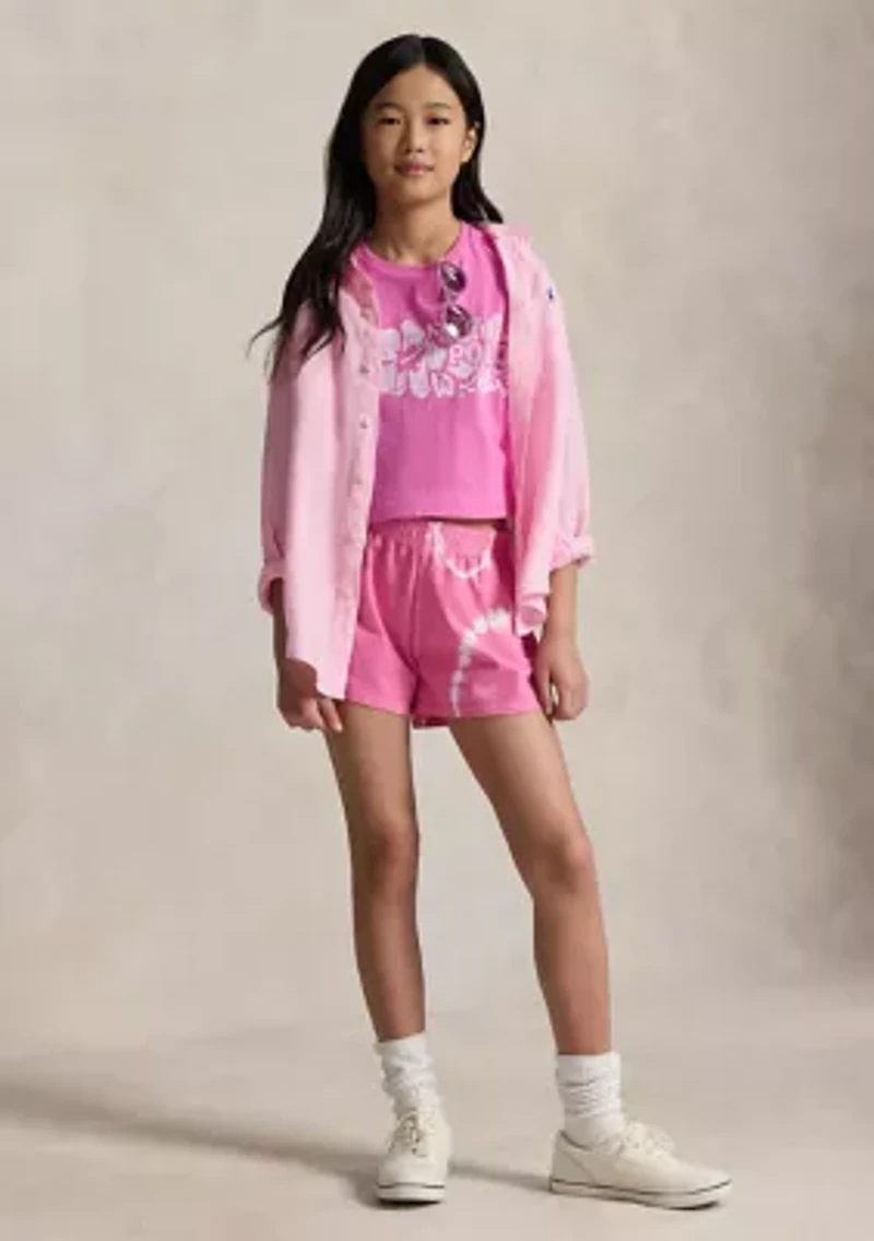 Girls 7-16 Floral-Print Logo Cotton Boxy Shirt