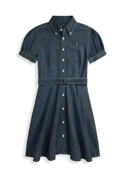 Girls 7-16 Belted Indigo Denim Shirtdress