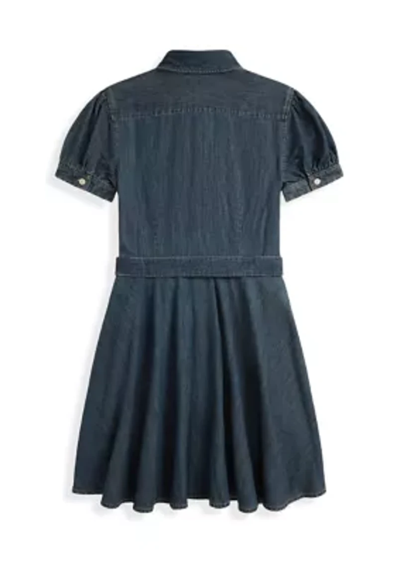 Girls 7-16 Belted Indigo Denim Shirtdress