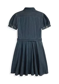Girls 7-16 Belted Indigo Denim Shirtdress