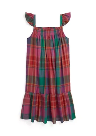 Girls 7-16 Plaid Cotton Madras Dress