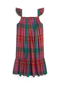 Girls 7-16 Plaid Cotton Madras Dress