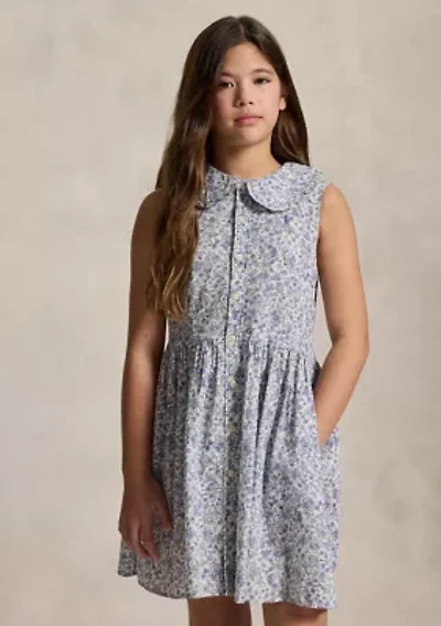 Girls 7-16 Floral Slub Cotton Shirtdress