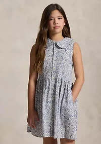 Girls 7-16 Floral Slub Cotton Shirtdress