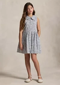 Girls 7-16 Floral Slub Cotton Shirtdress