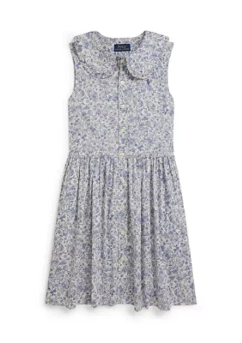 Girls 7-16 Floral Slub Cotton Shirtdress