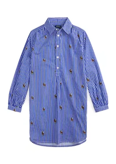 Girls 7-16 Polo Bear Striped Cotton Shirtdress