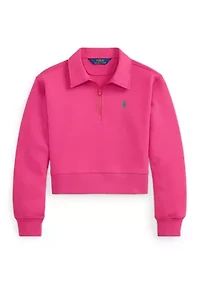 Girls 7-16 Double-Knit Collared Boxy Sweatshirt