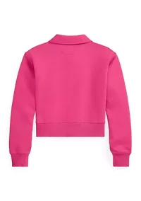 Girls 7-16 Double-Knit Collared Boxy Sweatshirt