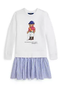 Girls 7-16 Polo Bear Striped-Skirt Fleece Dress