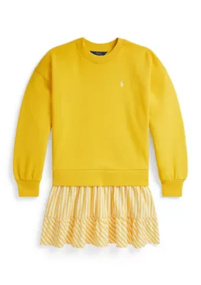 Girls 7-16 Striped-Skirt Loopback Fleece Dress