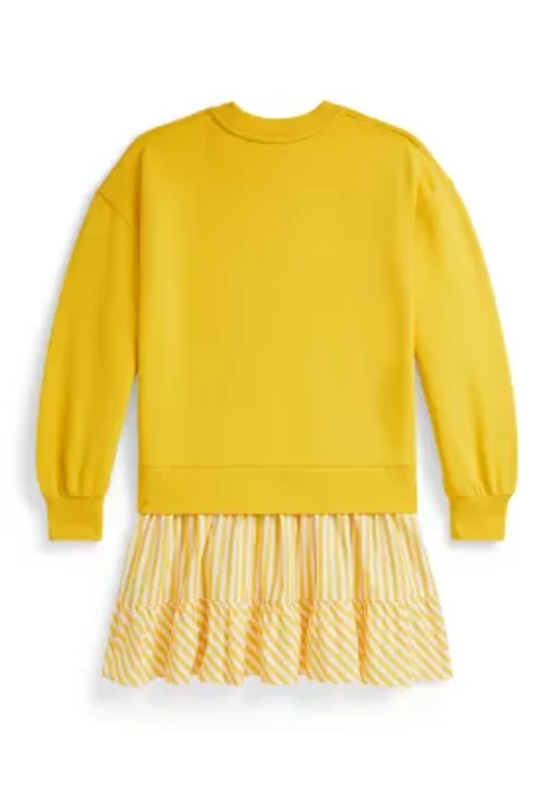 Girls 7-16 Striped-Skirt Loopback Fleece Dress