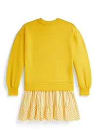 Girls 7-16 Striped-Skirt Loopback Fleece Dress