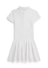 Girls 7-16 Smocked Stretch Mesh Polo Dress