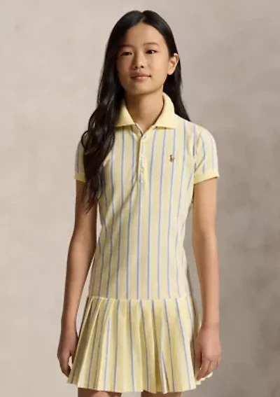 Girls 7-16 Striped Oxford Mesh Polo Dress