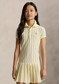 Girls 7-16 Striped Oxford Mesh Polo Dress