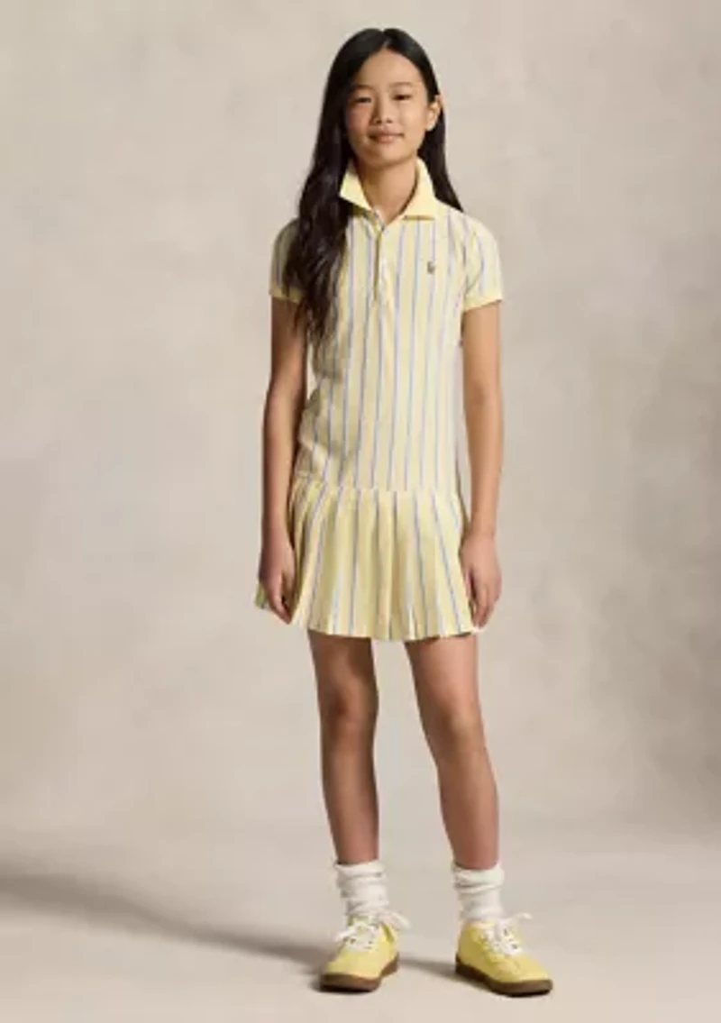 Girls 7-16 Striped Oxford Mesh Polo Dress