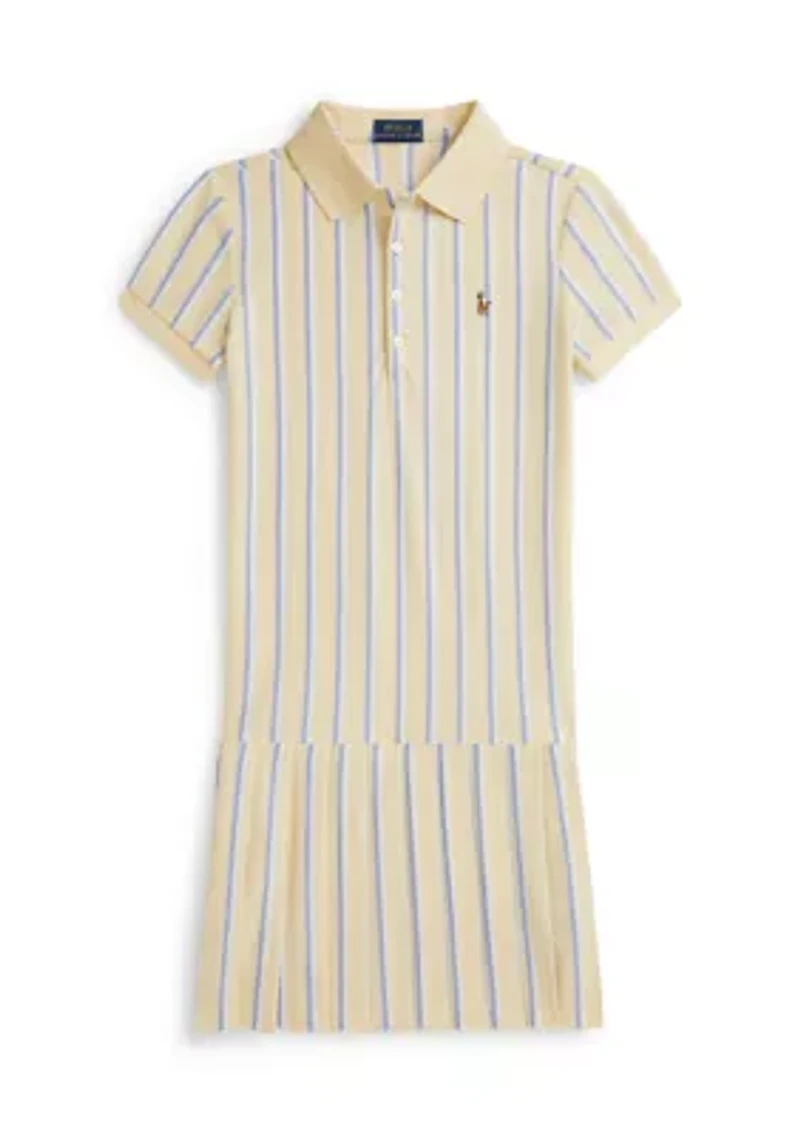 Girls 7-16 Striped Oxford Mesh Polo Dress